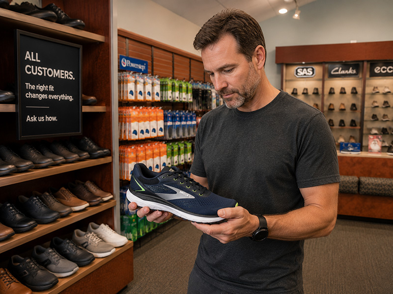 man shopping for shoes